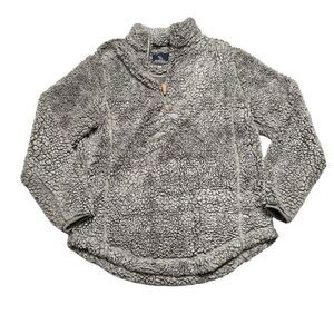 Simply Southern Teddy Bear Faux Fur Sherpa Fleece Mock 1/4 Zip Sweatshirt Top M
